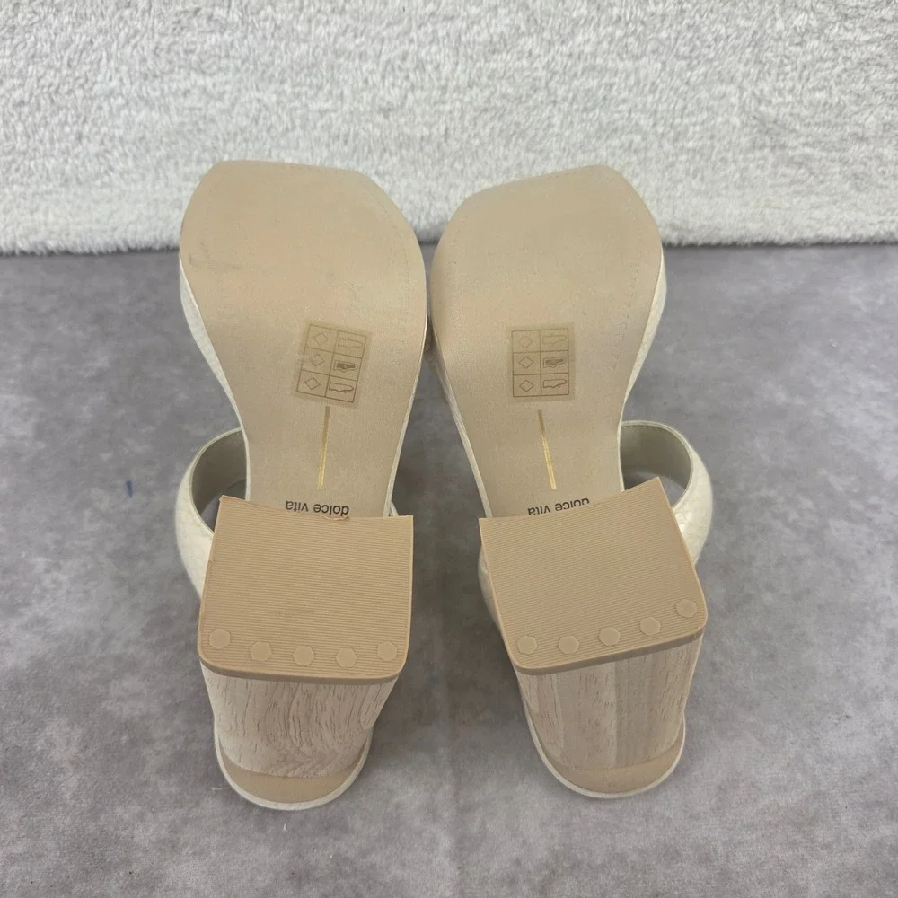 Dolce Vita Atlas Strappy City Sandals Ivory Embossed Snakeskin Block Heel 9.5
